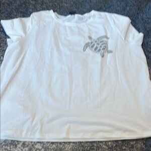 White T-Shirt with Turtle Design